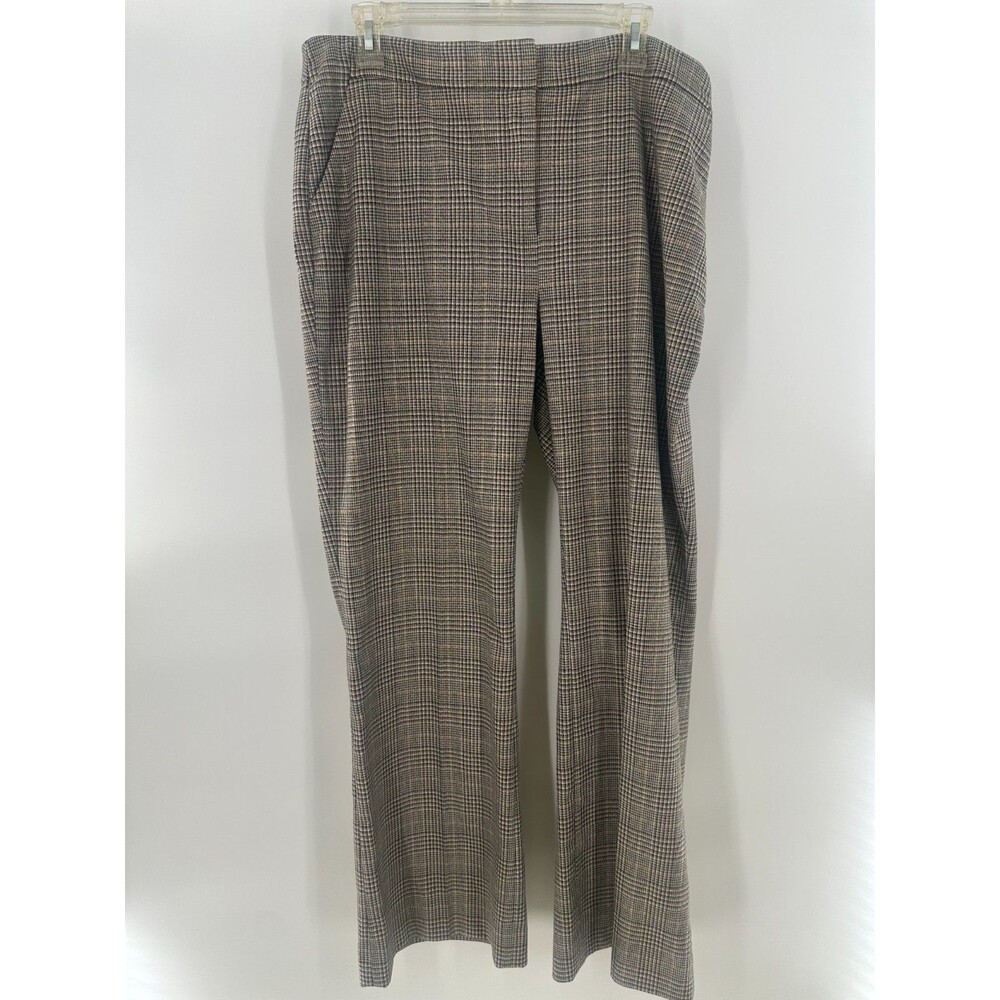 Chico's Plaid Houndstooth Glen Check Trouser Metallic Brown Tan Pant Size 2.5/14